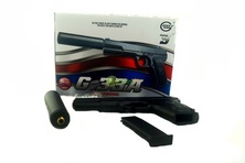 Игрушка металлический пневматический пистолет с глушителем Galaxy S Airsoft Gun Full Metal G.33А